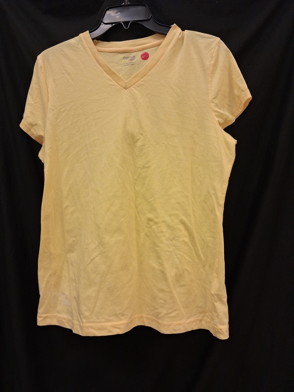 Danskin Light Yellow V-Neck Short Sleeve Tee